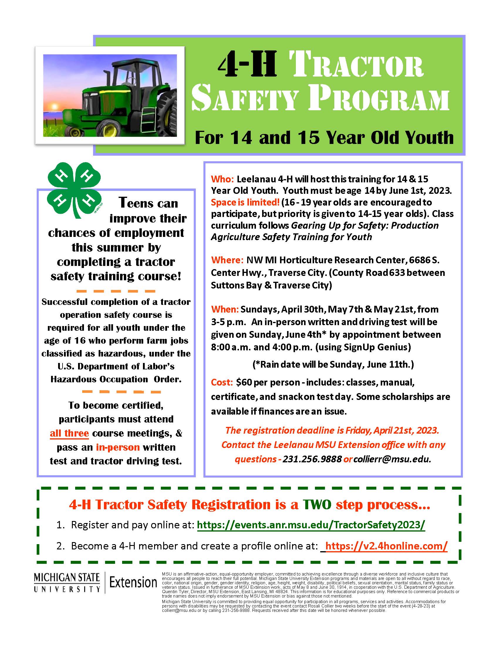 Tractor Safety Program Flyer 2023